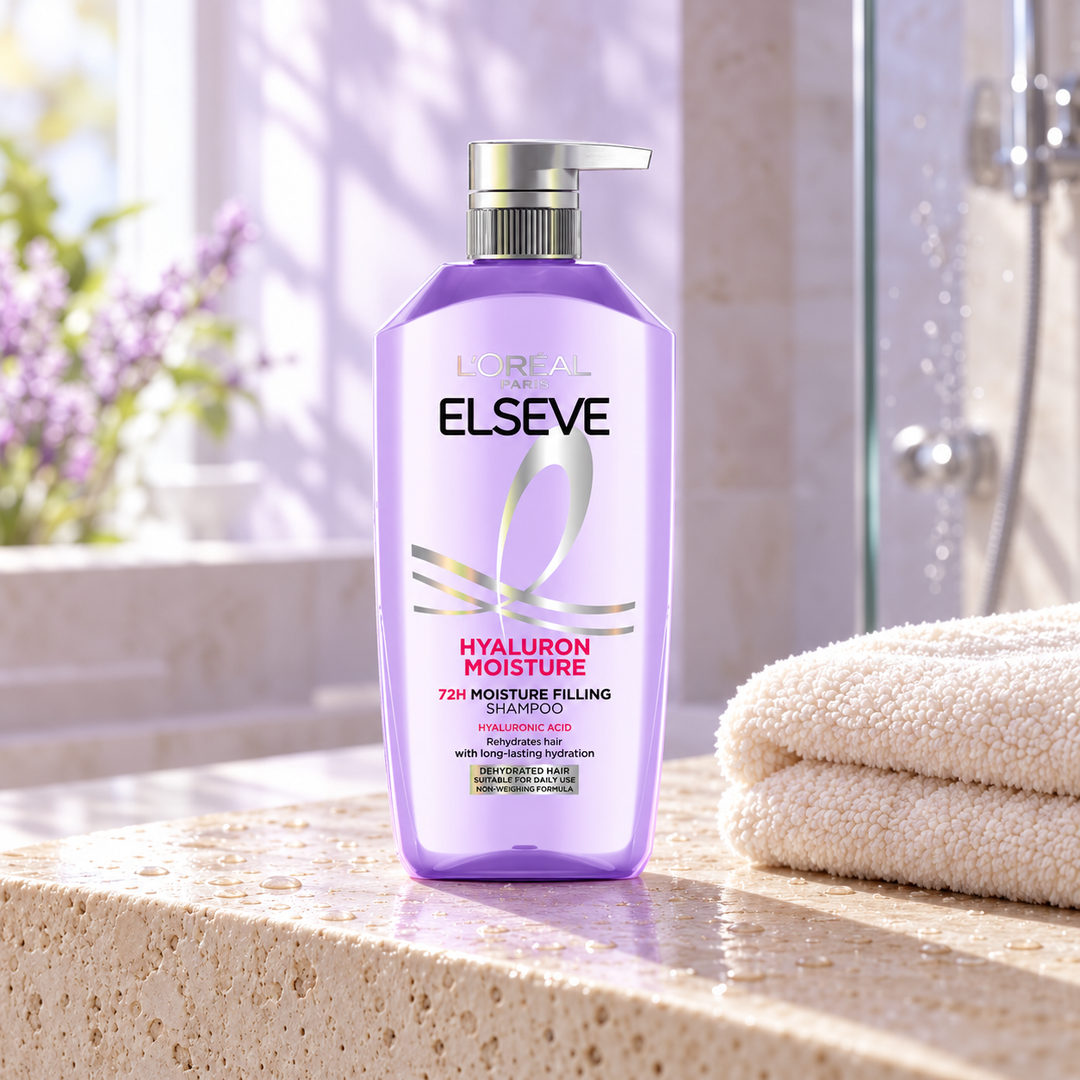 L'Oréal Paris Elseve Hyaluron Moisture 72H Moisture Filling Shampoo 400 ml — lifestyle photograph 1