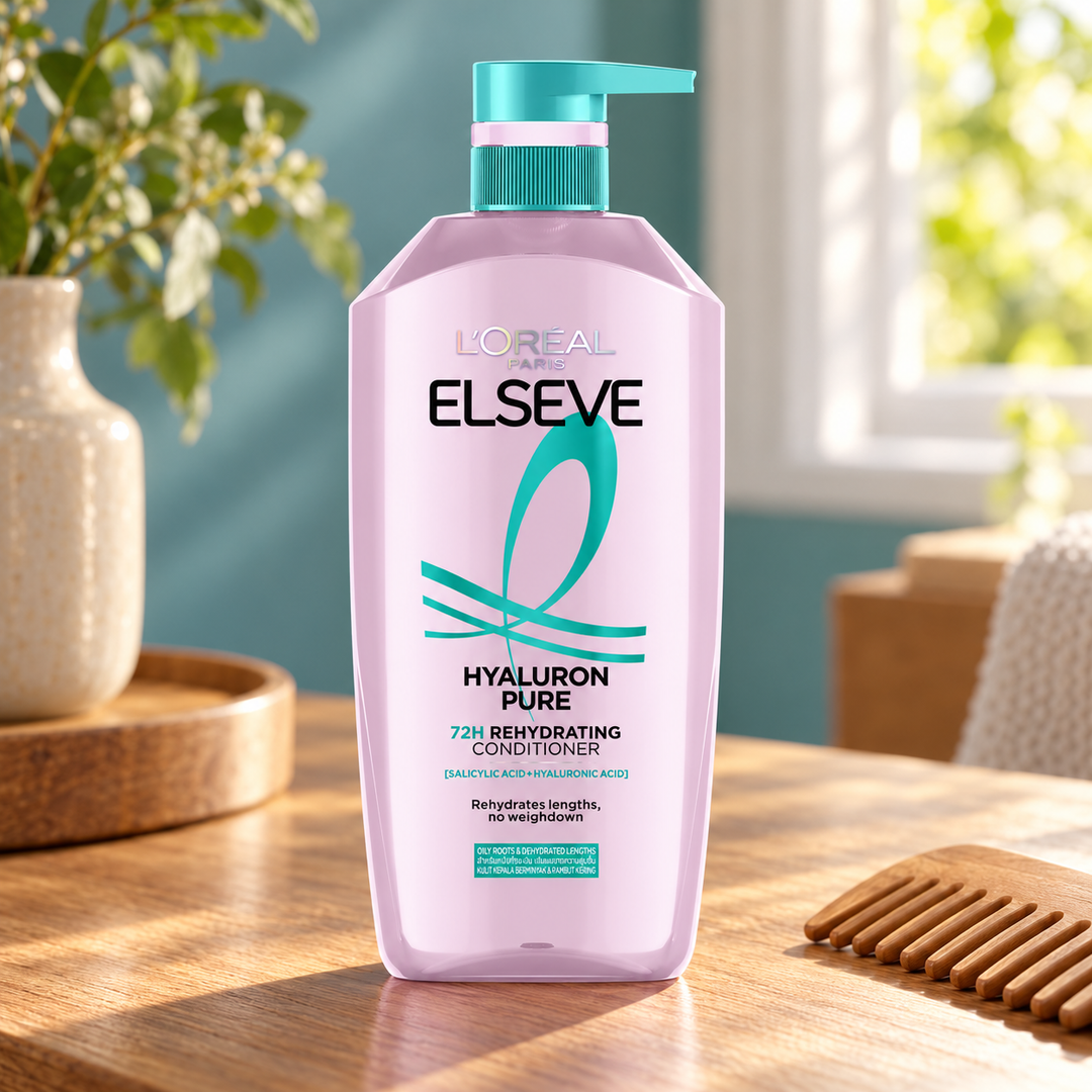 L'Oréal Paris Elseve Hyaluron Pure 72H Rehydrating Conditioner 375 ml — lifestyle photograph 2