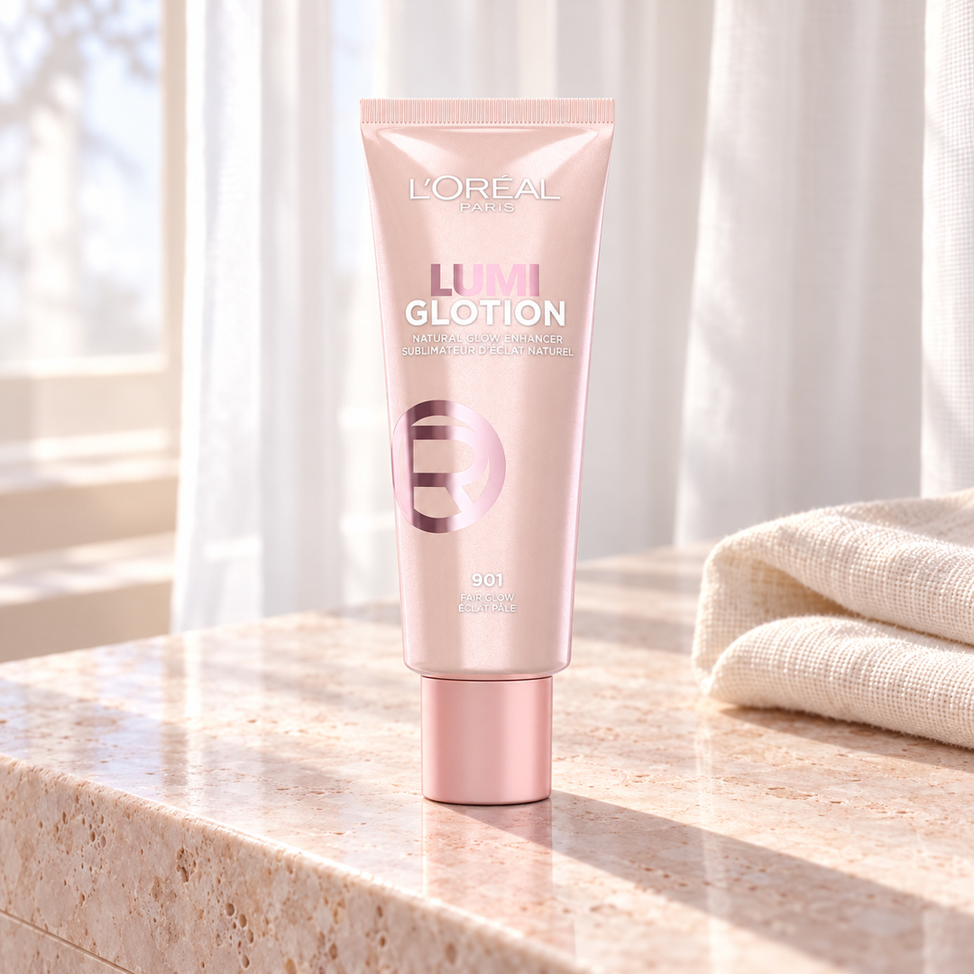 L'Oréal Paris Lumi Glotion Glow Boosting Makeup Base — 40 ml — lifestyle photograph 1; shade 901 Fair Glow