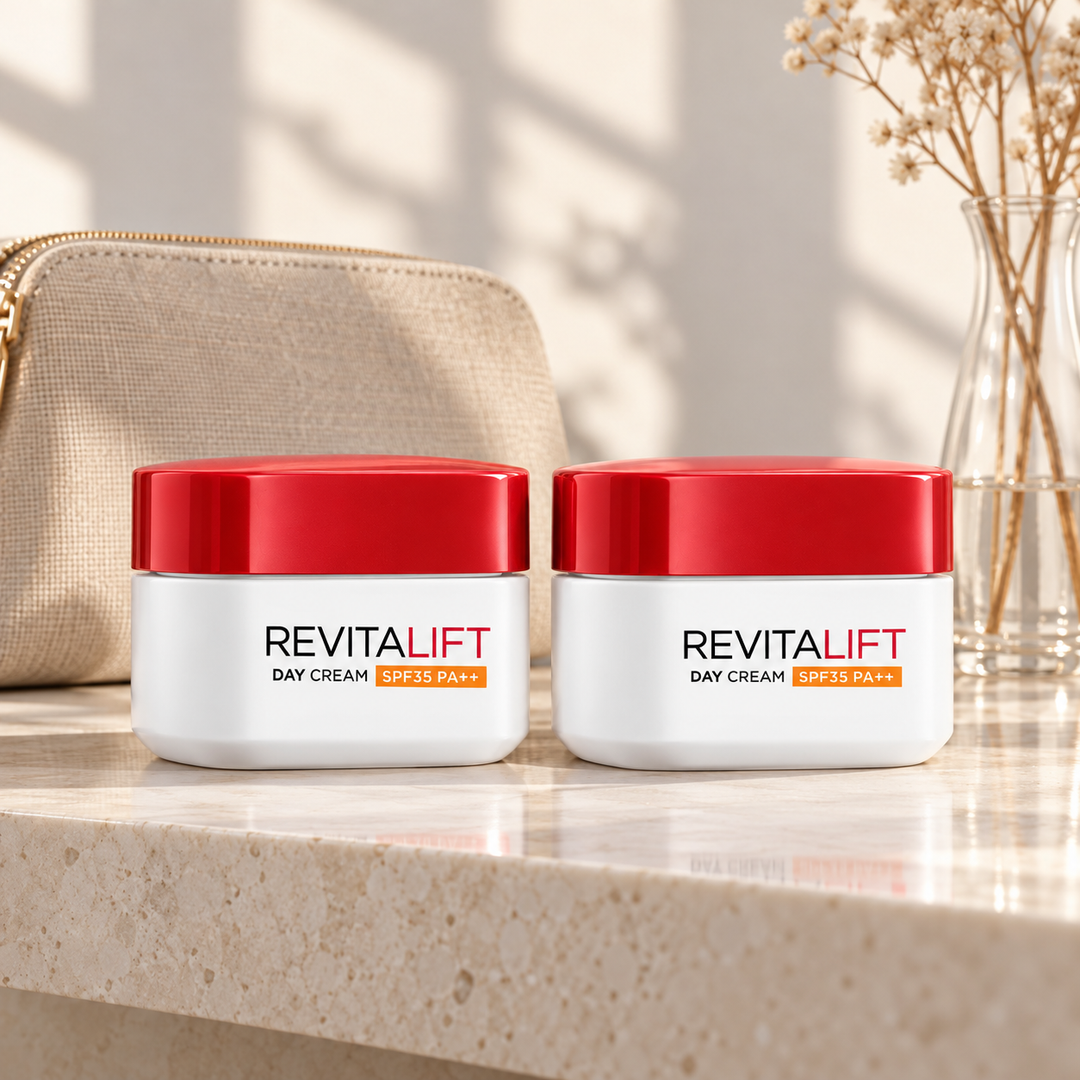 L'Oréal Paris Revitalift Anti-Wrinkle & Firming Day Cream SPF35 PA++ Duo — 2 x 50 ml — lifestyle photograph 2