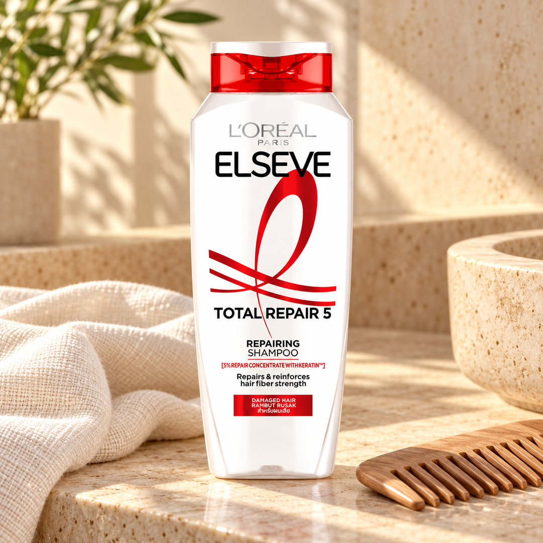 L'Oréal Paris Elseve Total Repair 5 Repairing Shampoo 280 ml — lifestyle photograph 2