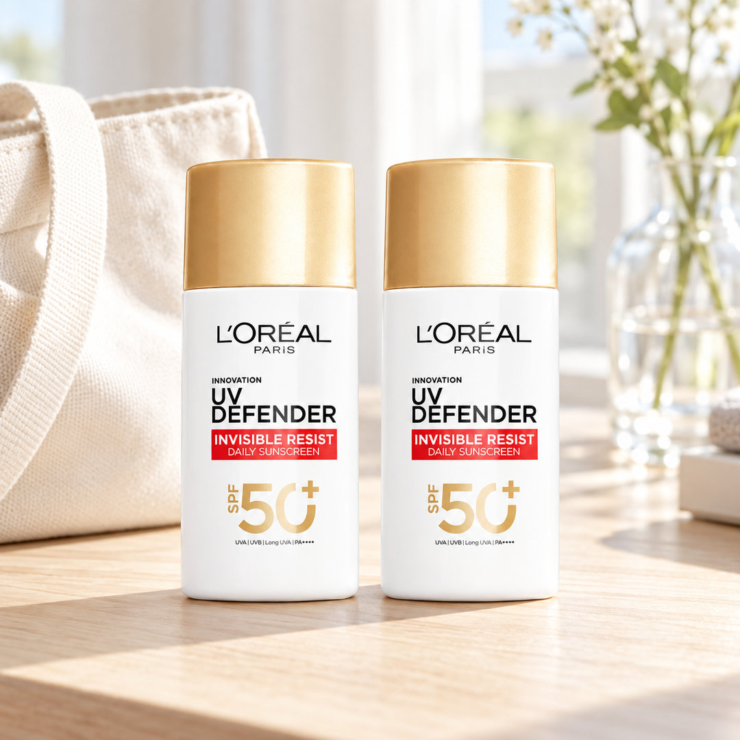 L'Oréal Paris UV Defender Invisible Resist Sunscreen SPF50+ PA++++ Duo — 2 x 50 ml — lifestyle photograph 2