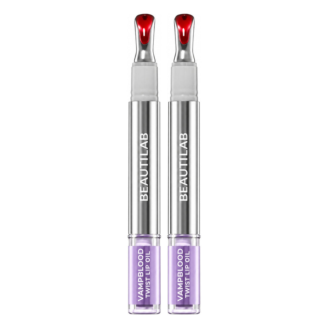 BEAUTILAB VampBlood Twist Tinted Lip Oil — Metal Applicator — 2 Pens | 1.6 g Each — exactly 2 retail units shown on white background.