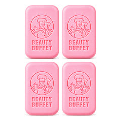 Beauty Buffet Multivitamin Face & Body Cleansing Soap — 4 × 100 g Bars — exactly 4 retail units shown on white background.