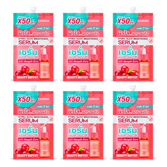 Beauty Buffet Carissa Hydra Glow Brightening Facial Serum — 6 Sachets | 7 ml Each — exactly 6 retail units shown on white background.