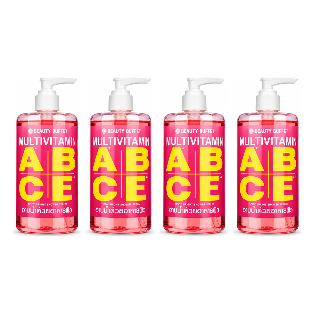 Beauty Buffet Multivitamin Body Bright Shower Serum Body Wash — 4 Bottles | 450 ml Each — exactly 4 retail units shown on white background.