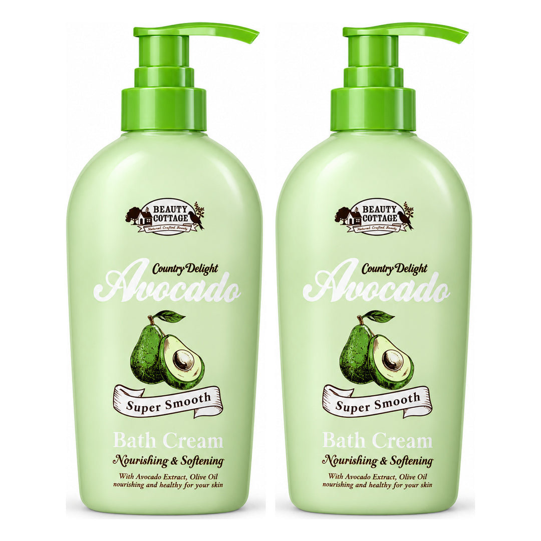 Beauty Cottage Country Delight Avocado Super Smooth Bath Cream — 2 Bottles | 280 ml Each — exactly 2 retail units shown on white background.