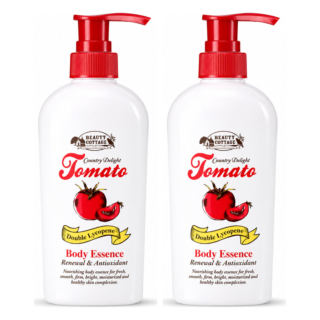 Beauty Cottage Country Delight Tomato Double Lycopene Body Essence — 2 Bottles | 270 ml Each — exactly 2 retail units shown on white background.