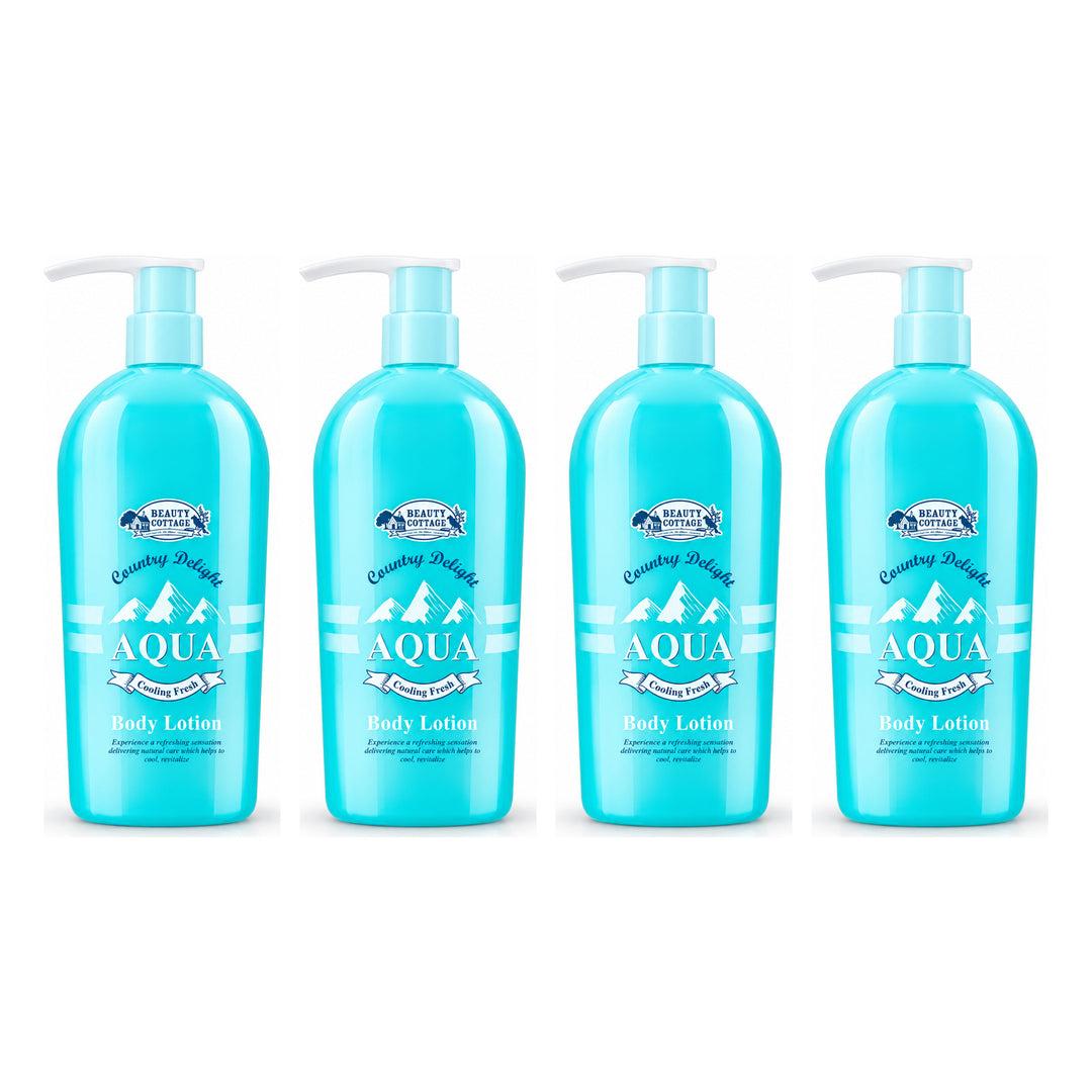Beauty Cottage Country Delight Aqua Cooling Fresh Body Lotion — 4 Bottles | 270 ml Each — exactly 4 retail units shown on white background.