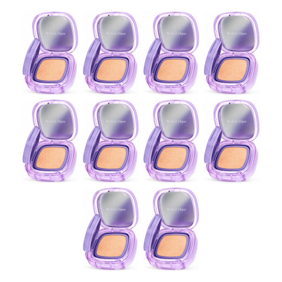 beWiLD Cloud Cushion Semi-Glow Foundation — 10 Compacts | 12 g Each — exactly 10 retail units shown on white background.