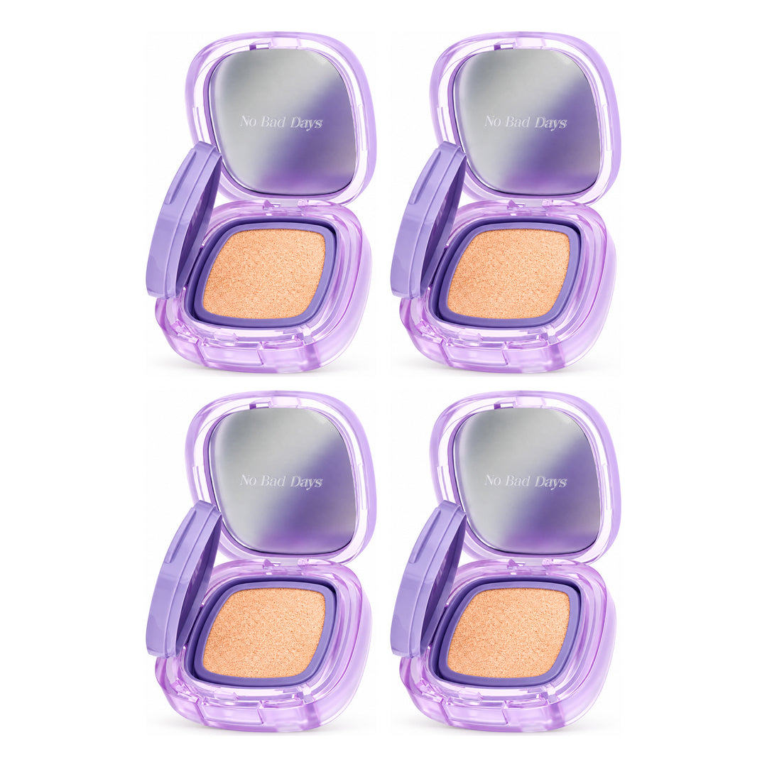 beWiLD Cloud Cushion Semi-Glow Foundation — 4 Compacts | 12 g Each — exactly 4 retail units shown on white background.