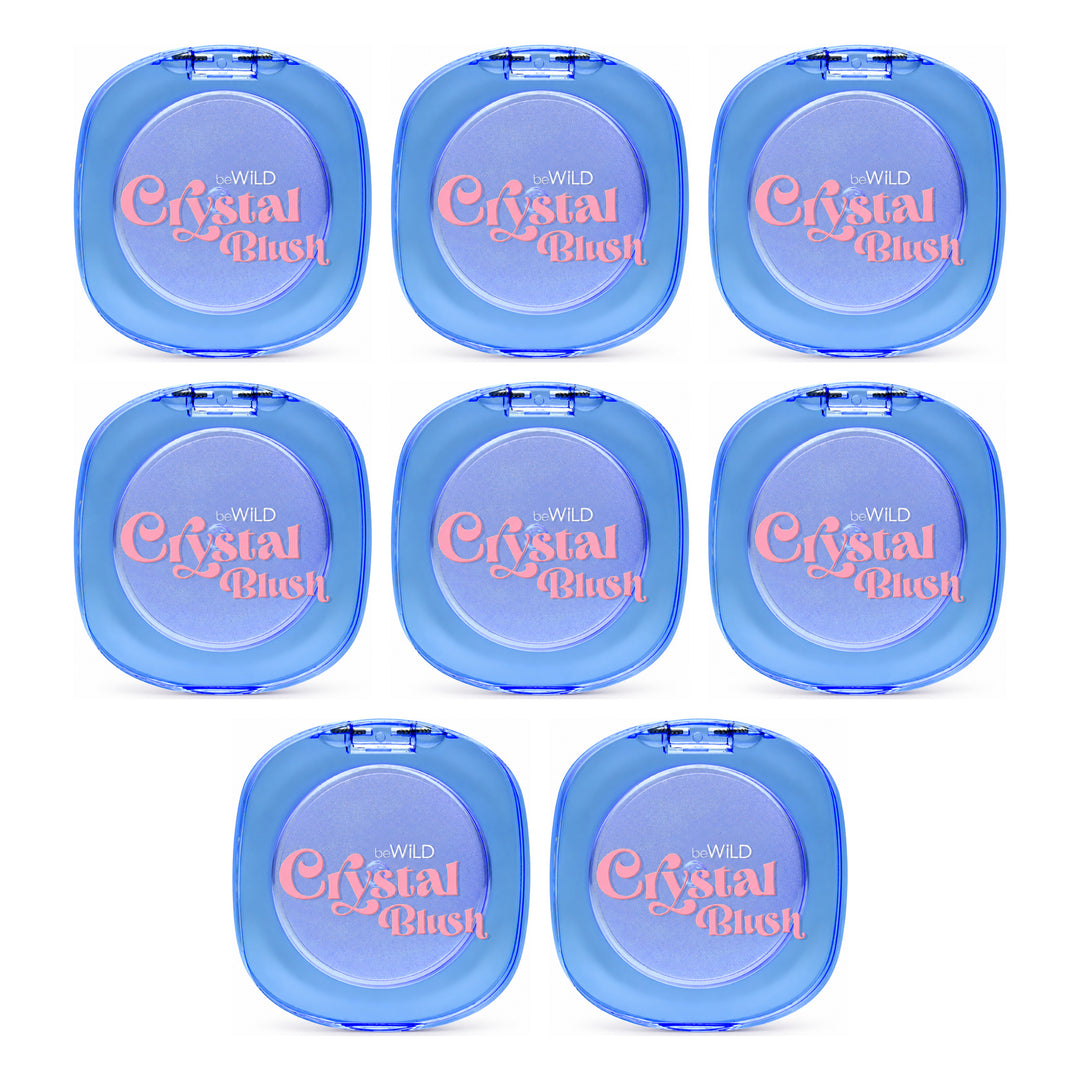 beWiLD Crystal Blush pH-Responsive Jelly Blush — 8 Compacts | 4 g Each — exactly 8 retail units shown on white background.