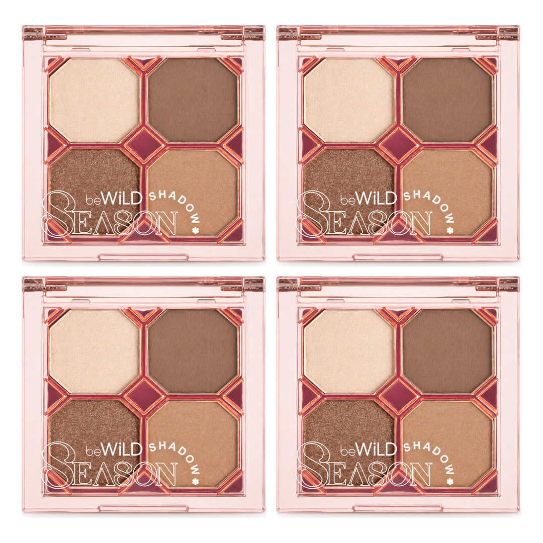 beWiLD Season Shadow 4-Pan Eyeshadow Palette — 4 Palettes | 4.8 g Each — exactly 4 retail units shown on white background.