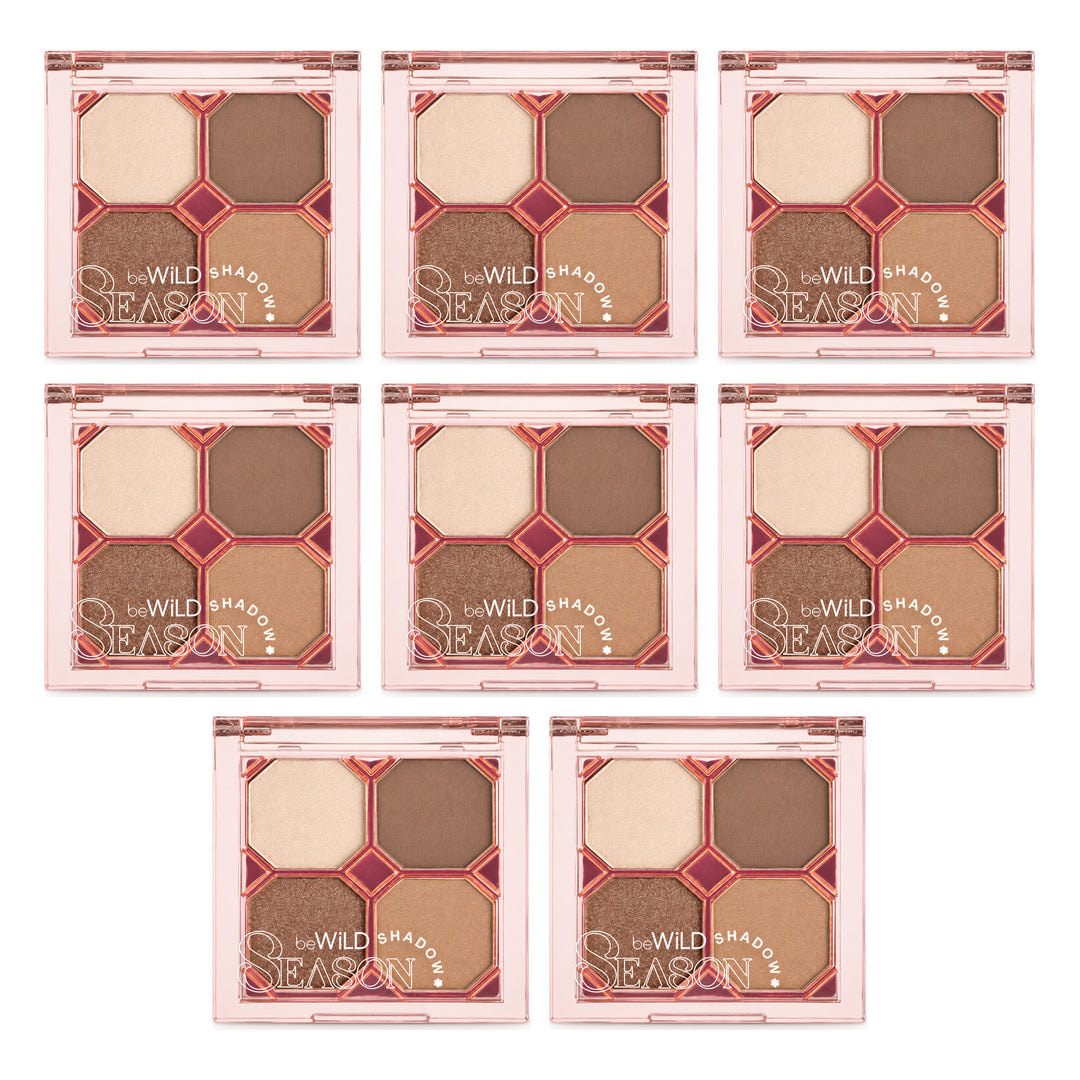 beWiLD Season Shadow 4-Pan Eyeshadow Palette — 8 Palettes | 4.8 g Each — exactly 8 retail units shown on white background.