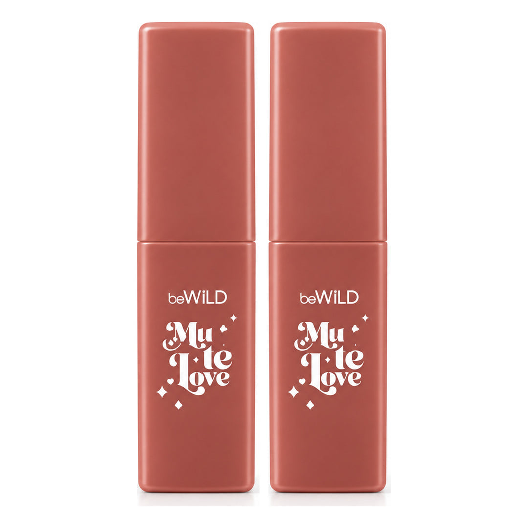 beWiLD Petite Mu Te Love Semi-Matte Lipstick — 2 Sticks | 4 g Each — exactly 2 retail units shown on white background.