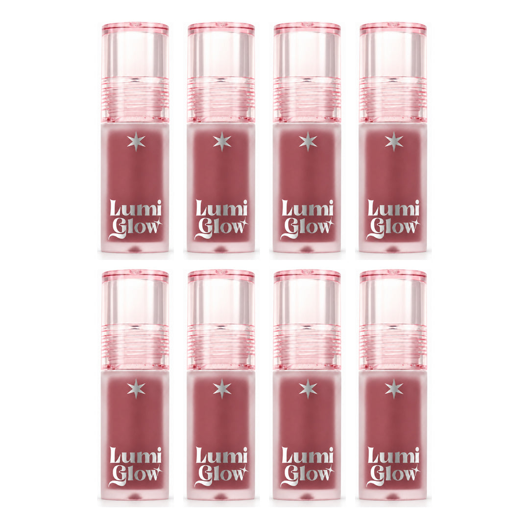 beWiLD Lumi Glow Lip Tint Oil — 8 Tubes | 4.5 g Each — exactly 8 retail units shown on white background.