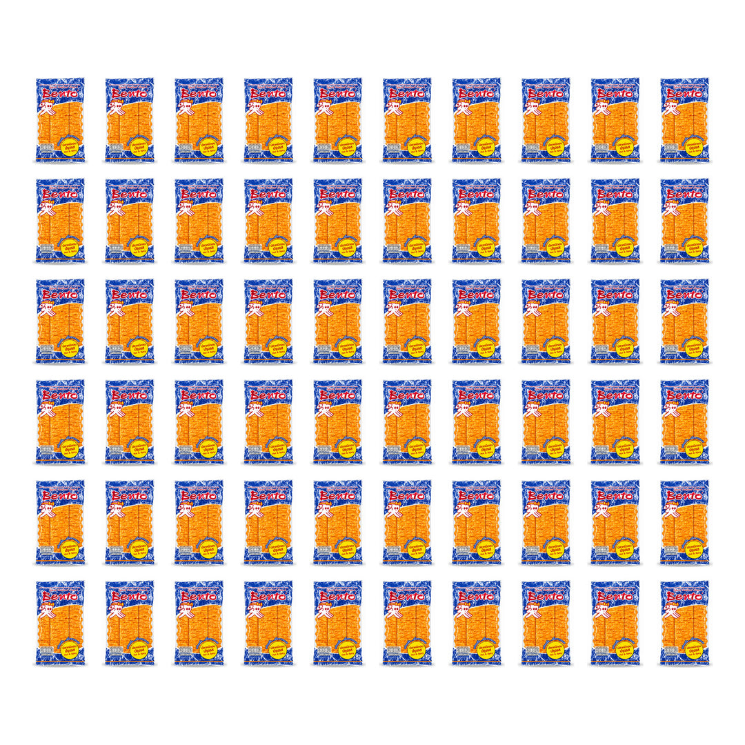 Bento Hot & Spicy Squid Seafood Snack — 10 retail packs, 60 individual 18 g sachets shown.