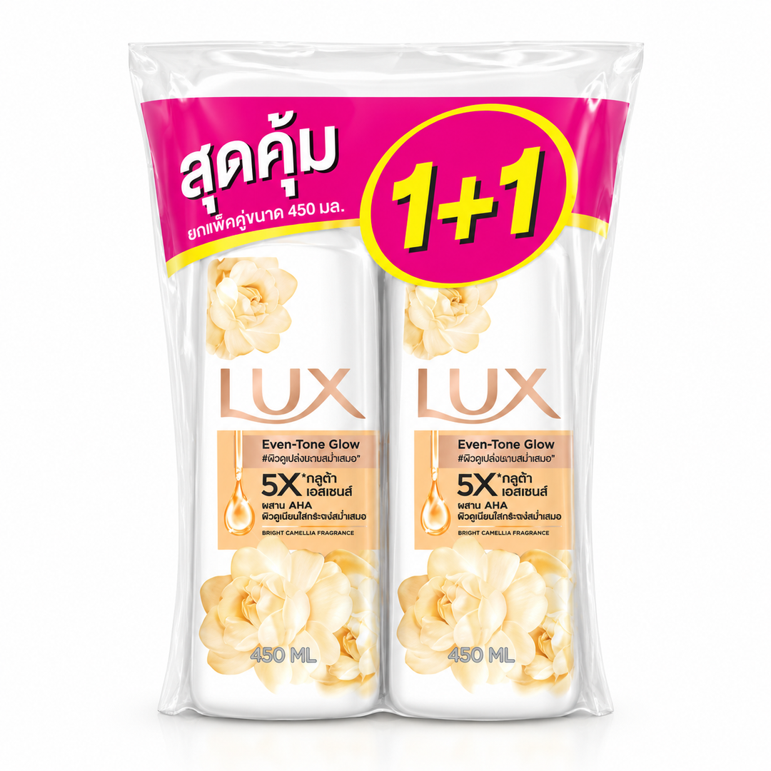 LUX Even-Tone Glow Body Wash — 2 × 450 ml (1 Manufacturer Twin Pack) — exact retail quantity