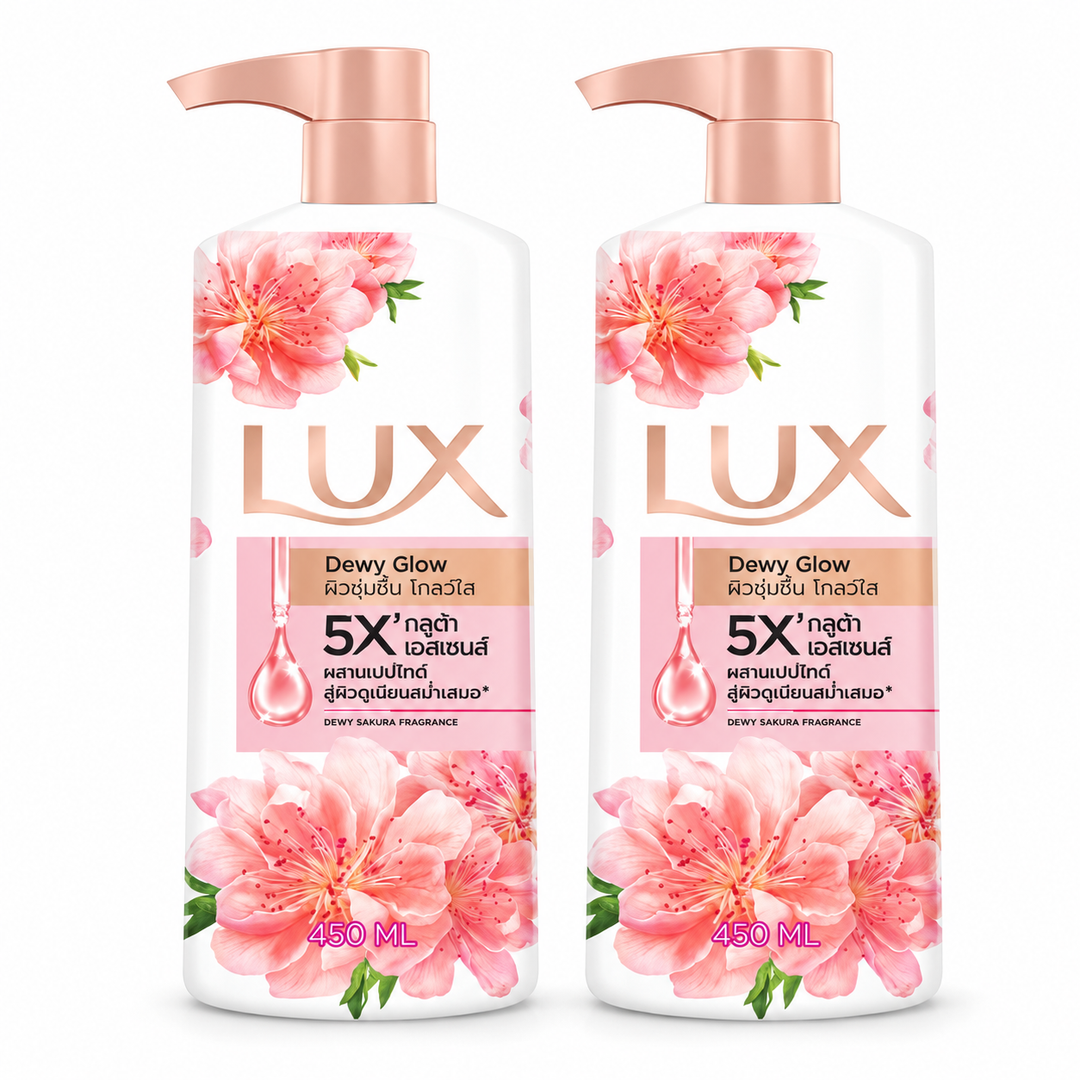 LUX Dewy Glow Body Wash — 2 × 450 ml — exact retail quantity
