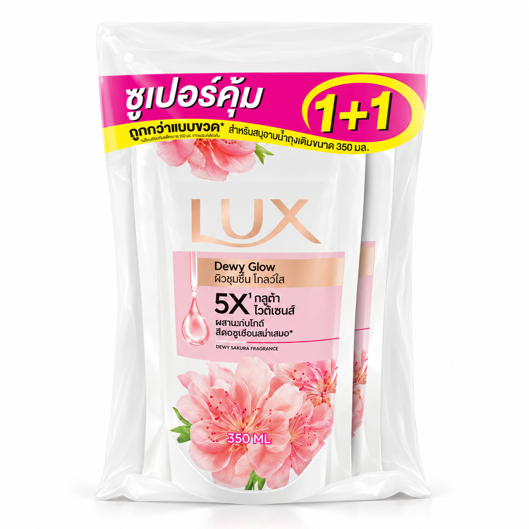 LUX Dewy Glow Body Wash Refill — 2 × 350 ml (1 Manufacturer Twin Pack) — exact retail quantity