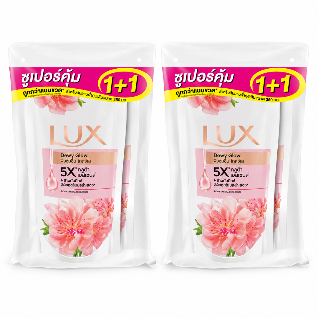 LUX Dewy Glow Body Wash Refill — 4 × 350 ml (2 Manufacturer Twin Packs) — exact retail quantity