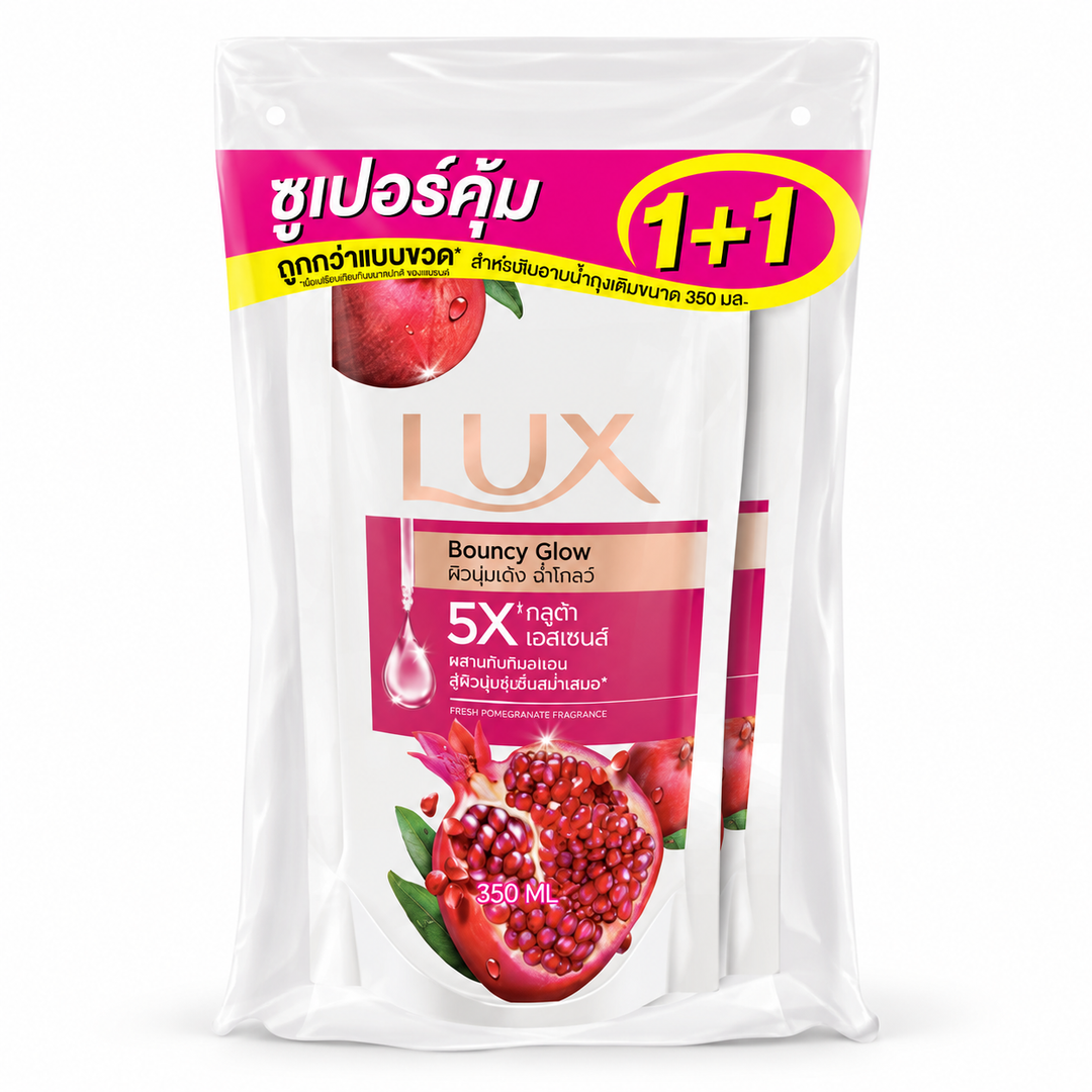 LUX Bouncy Glow Body Wash Refill — 2 × 350 ml (1 Manufacturer Twin Pack) — exact retail quantity