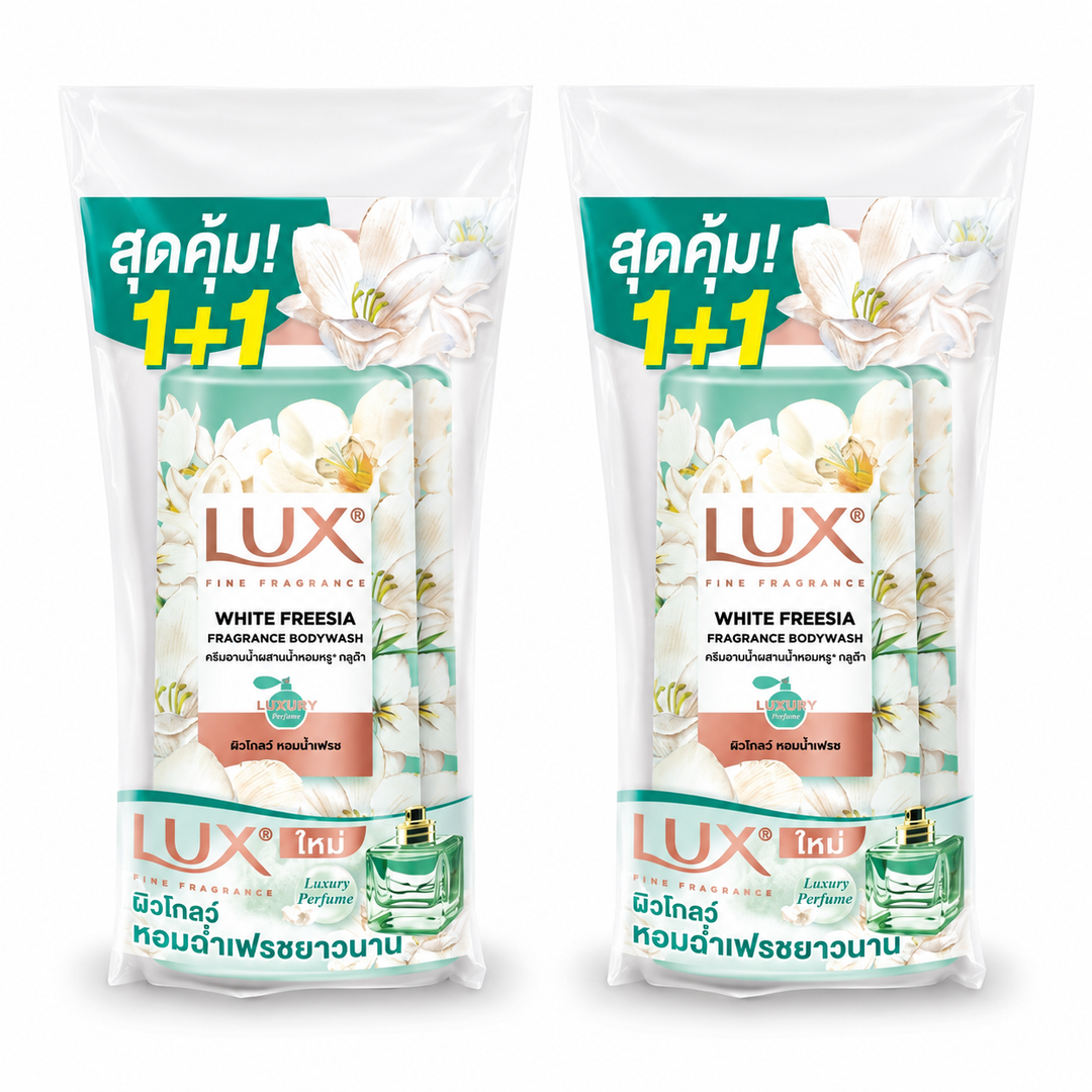 LUX White Freesia Body Wash — 4 × 450 ml (2 Manufacturer Twin Packs) — exact retail quantity