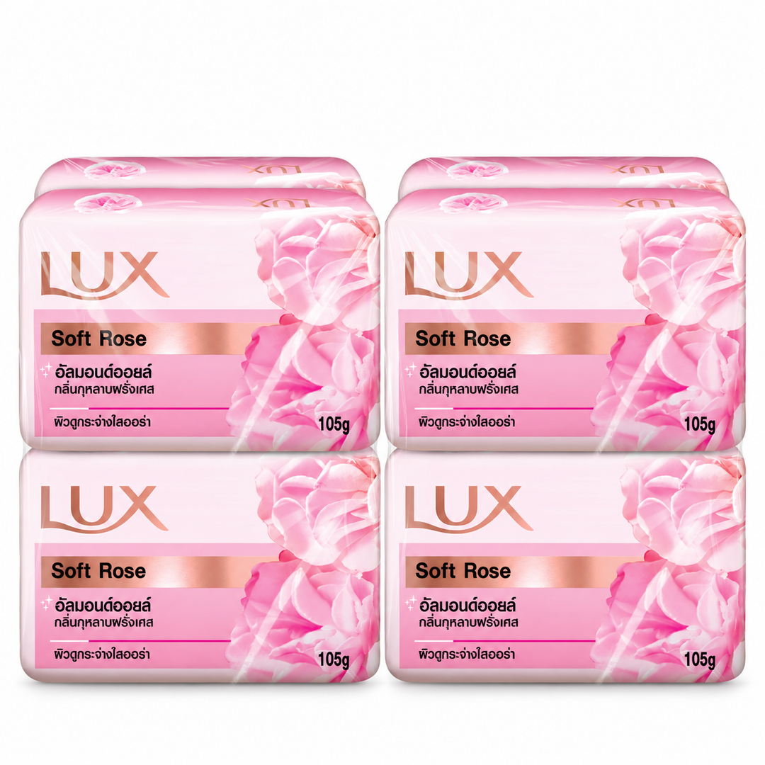 LUX Soft Rose Bar Soap — 8 × 105 g (2 Manufacturer Packs) — exact retail quantity