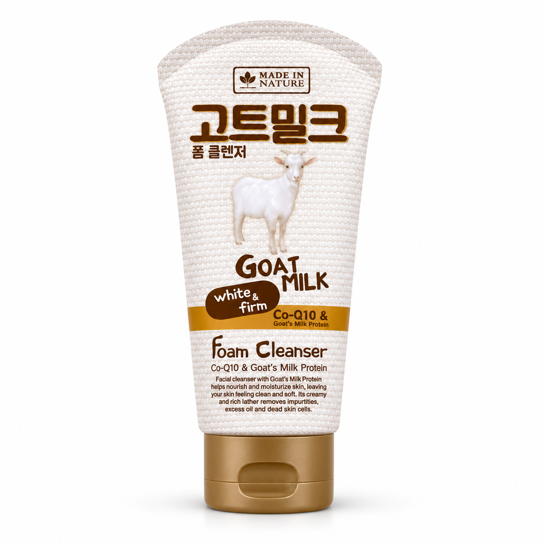 Made in Nature Goat Milk White & Firm Foam Cleanser 100 ml — single retail unit on white background