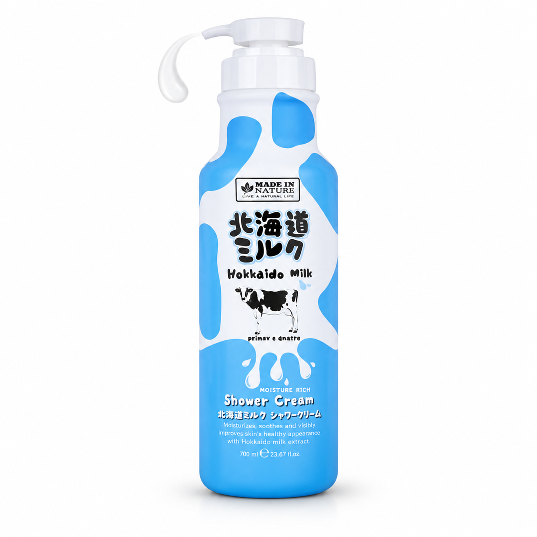Made in Nature Hokkaido Milk Moisture Rich Shower Cream 700 ml — single retail unit on white background
