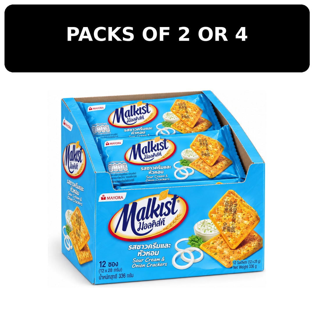 Malkist Sour Cream & Onion Crackers 336g – Multipack – packs of 2 or 4