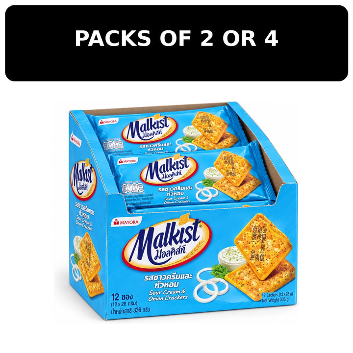 Malkist Sour Cream & Onion Crackers 336g – Multipack – packs of 2 or 4