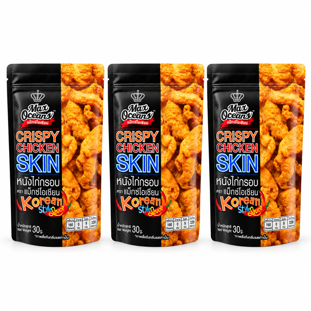 Max Oceans Crispy Chicken Skin Korean Style Sauce — 3 × 30 g — exact retail quantity
