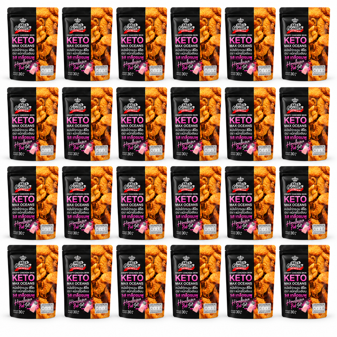 Max Oceans Crispy Chicken Skin Keto Himalayan Pink Salt — 24 × 30 g — exact retail quantity
