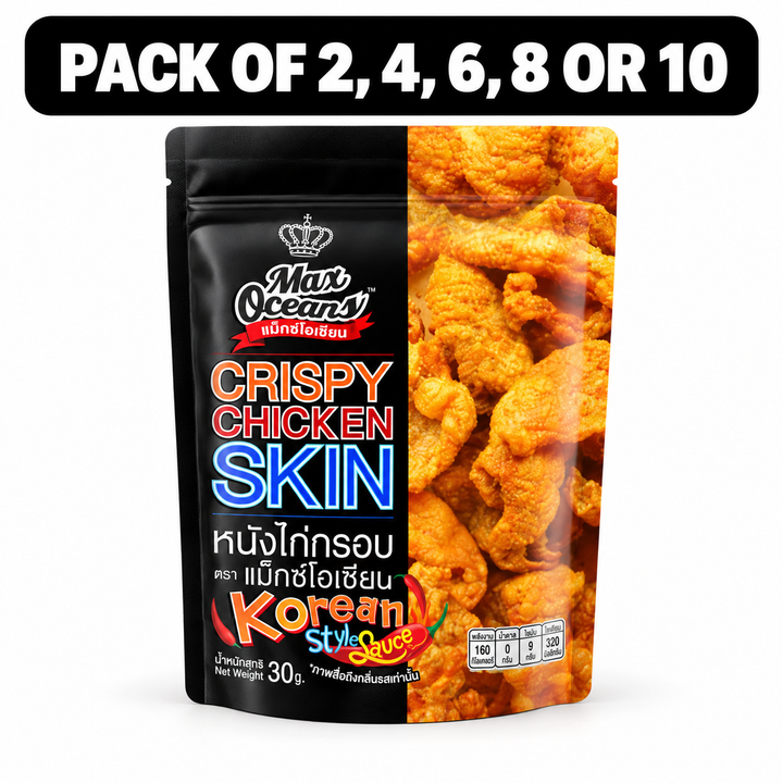 Max Oceans Crispy Chicken Skin Korean Style Sauce 30g – packs of 2, 4, 6, 8 or 10