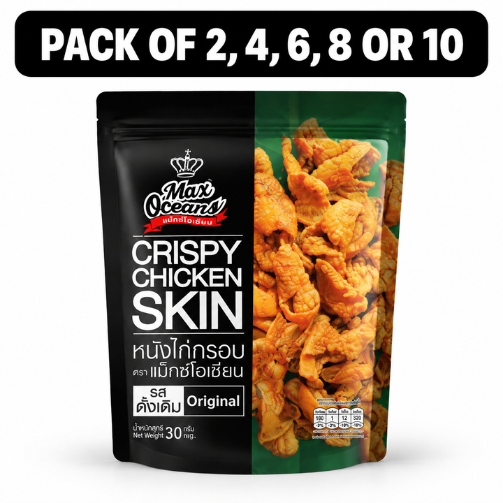 Max Oceans Crispy Chicken Skin Original 30g – packs of 2, 4, 6, 8 or 10