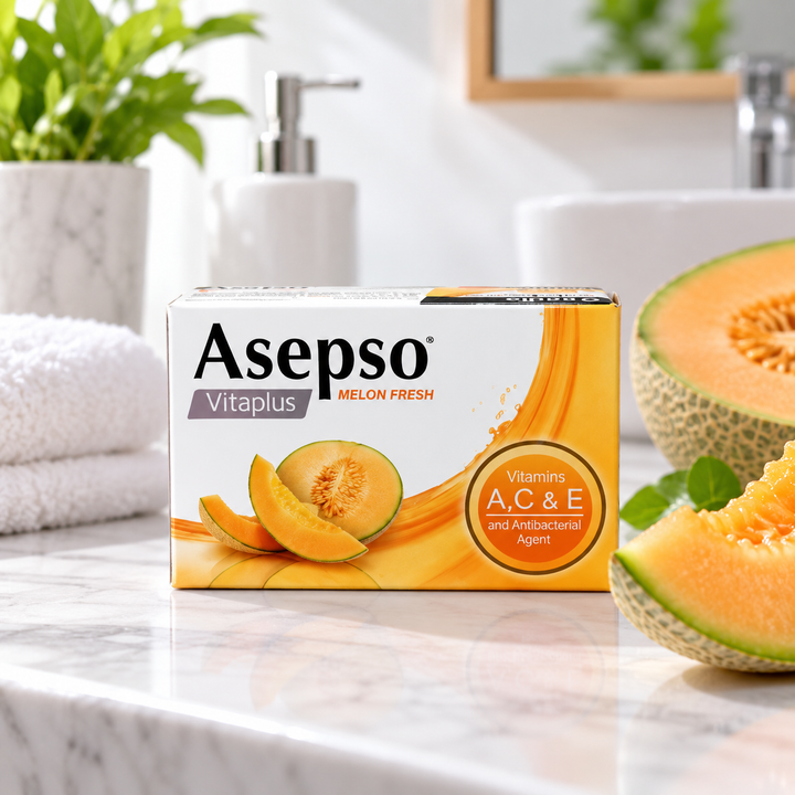 Asepso Melon Fresh soap bathroom setting