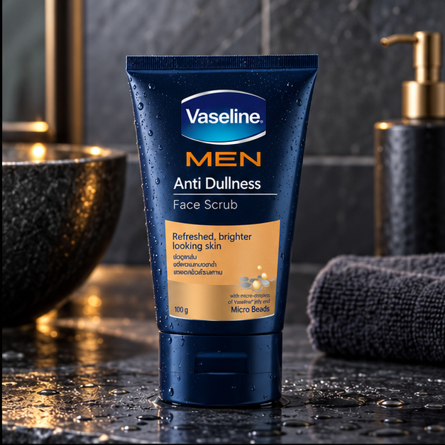 Vaseline Men Anti-Dullness Face Scrub 100 g × 2 – lifestyle image
