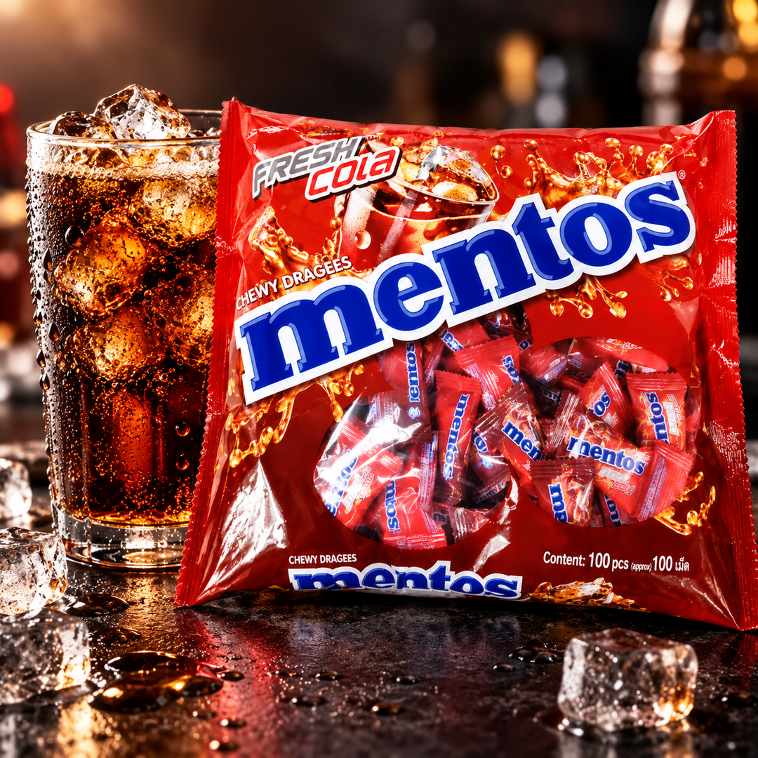 Mentos Fresh Cola Candy Bags — lifestyle presentation