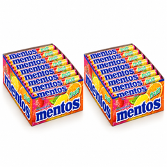 Mentos Fruit Rolls Display Box — 2 Boxes × 24 Rolls (37 g Each) — exact retail quantity