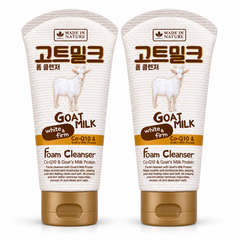 Made in Nature Goat Milk White & Firm Foam Cleanser — 2 × 100 ml — exactly 2 separate retail units on a white background