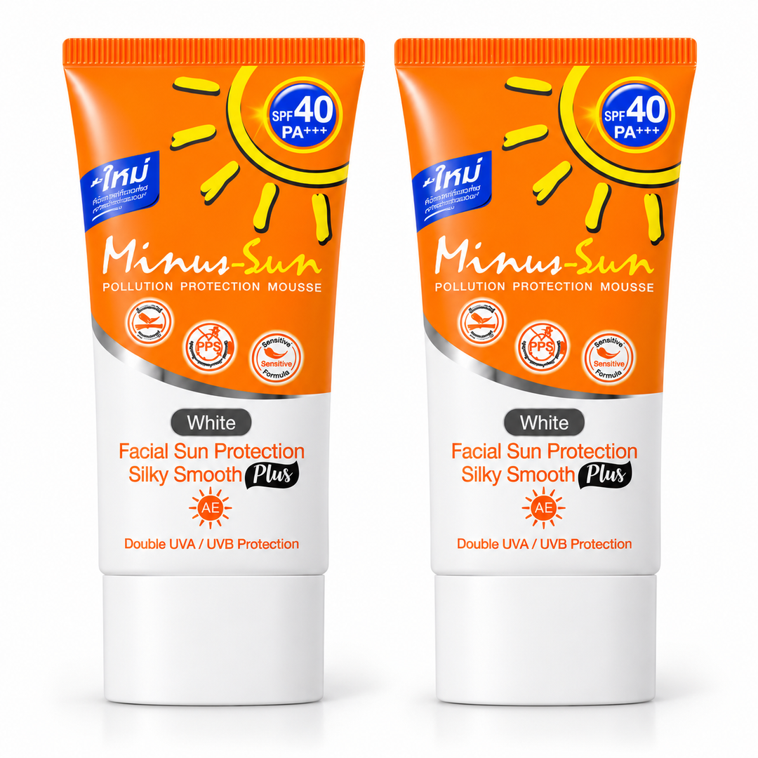 Minus-Sun Pollution Protection Mousse SPF40 PA+++ White — 2 × 30 g — exact retail quantity