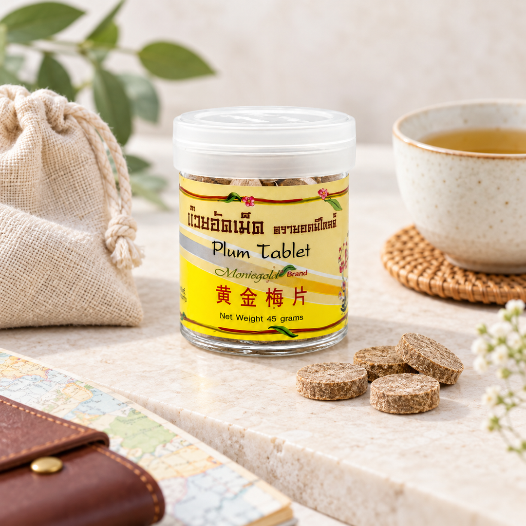 Moniegold Pressed Plum Tablets 45 g travel scene