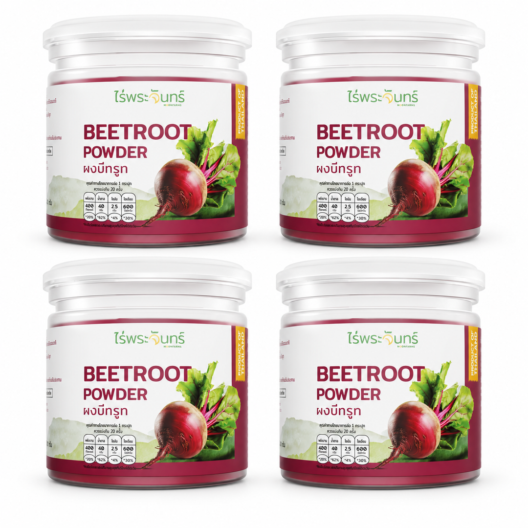 moonfarms beetroot 100g x4 — exact quantity on white