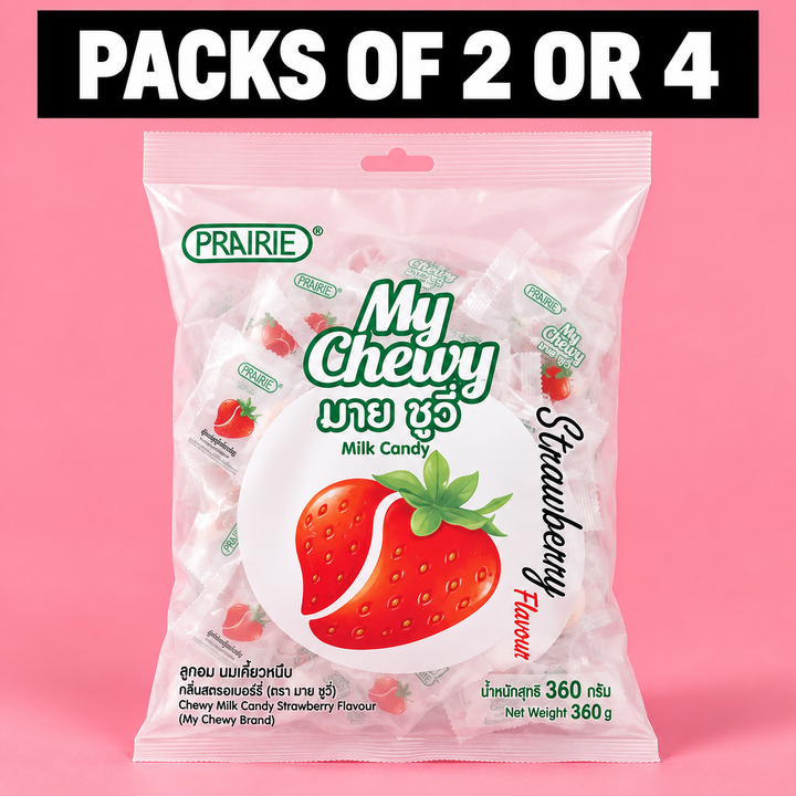 Prairie My Chewy Milk Candy Strawberry 360g – Multipack - product image