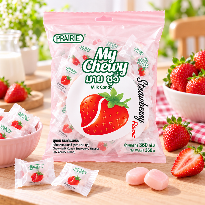 Prairie My Chewy Milk Candy Strawberry 360g – Multipack - lifestyle 1