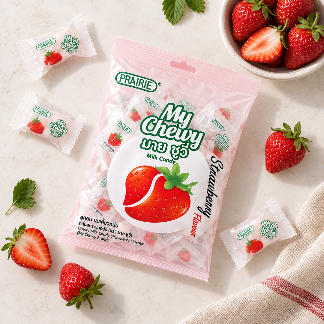 Prairie My Chewy Milk Candy Strawberry 360g – Multipack - lifestyle 2