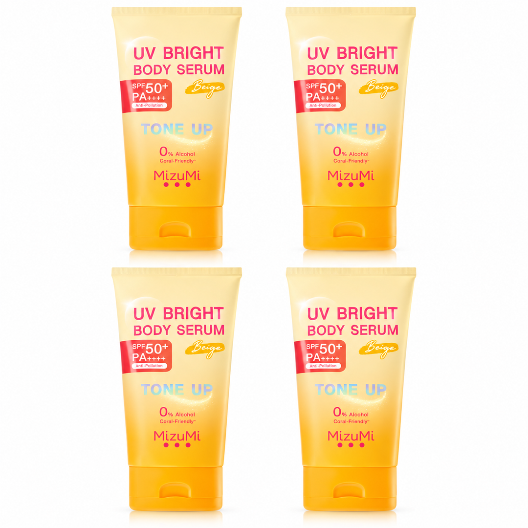 MizuMi UV Bright Body Serum Beige SPF50+ PA++++ — 4 × 120 g — exact retail quantity