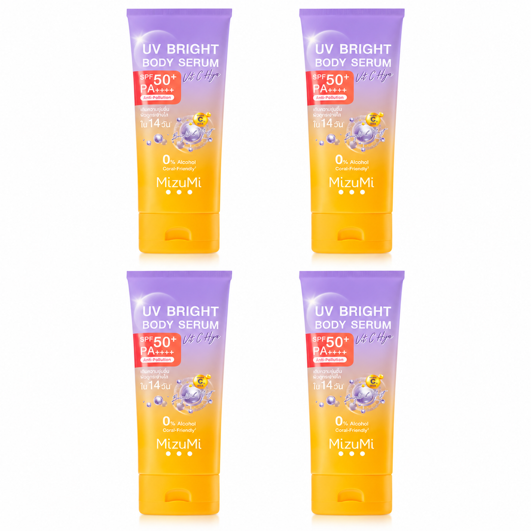 MizuMi UV Bright Body Serum Vit C Hya SPF50+ PA++++ — 4 × 180 ml — exact retail quantity