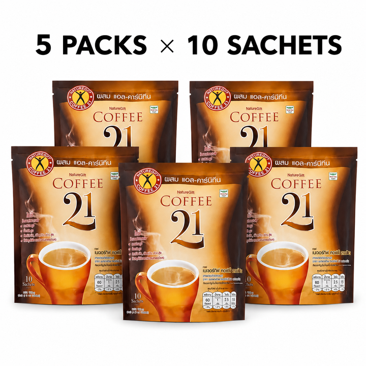 NatureGift Coffee 21 with L-Carnitine bundle – 5 packs × 10 sachets